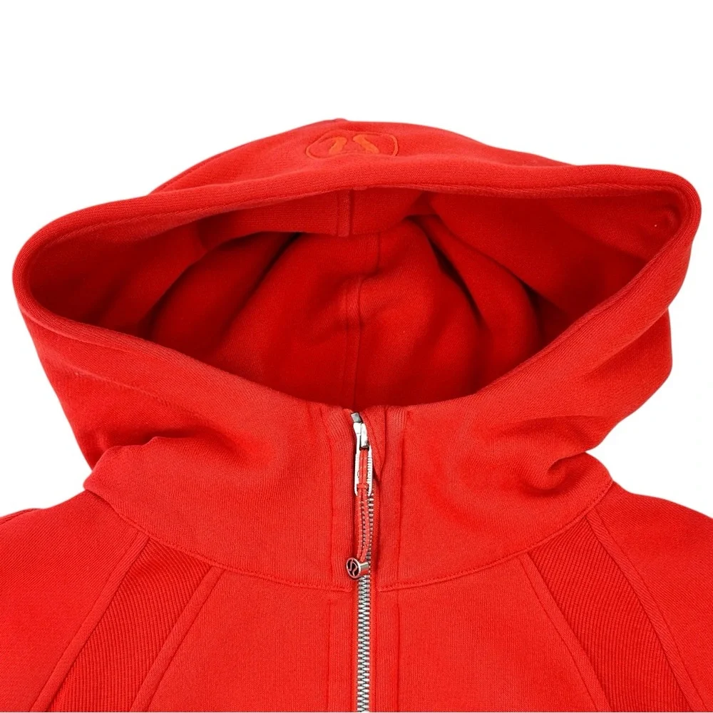 Lululemon Scuba Oversized Half Zip Red Waist Length Crop Cotton Terry Hoodie - Picture 3 of 9